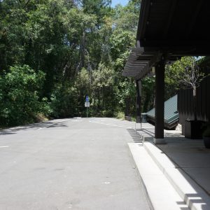 The accessible approach to the Keenan Winery entrance, with a level path from the parking area