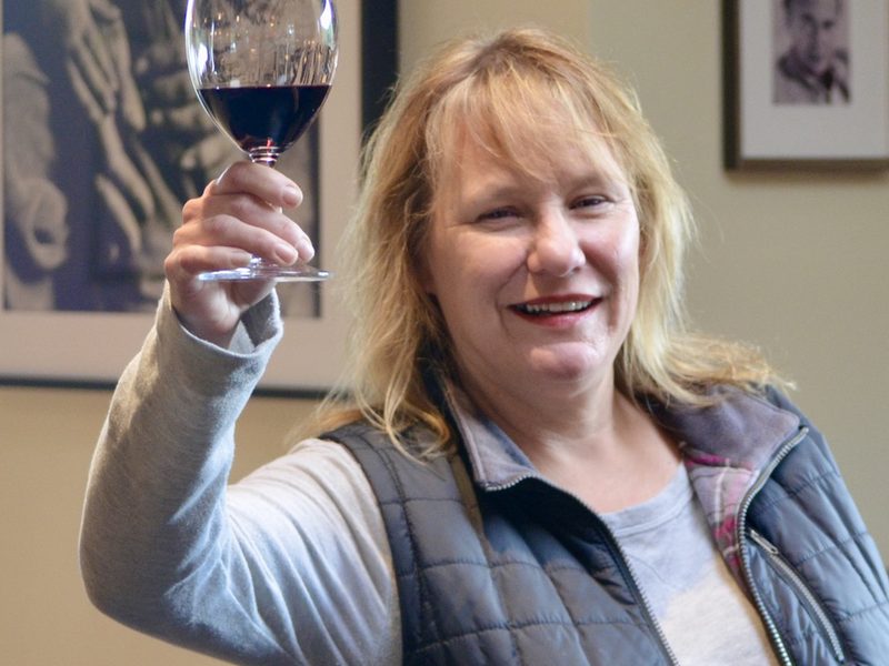 Laura March welcoming visitors in the Keenan tasting room